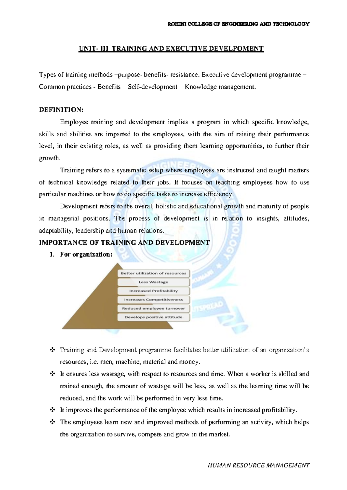 HRM 3: Training & Development Methods and Executive Programs - Studocu