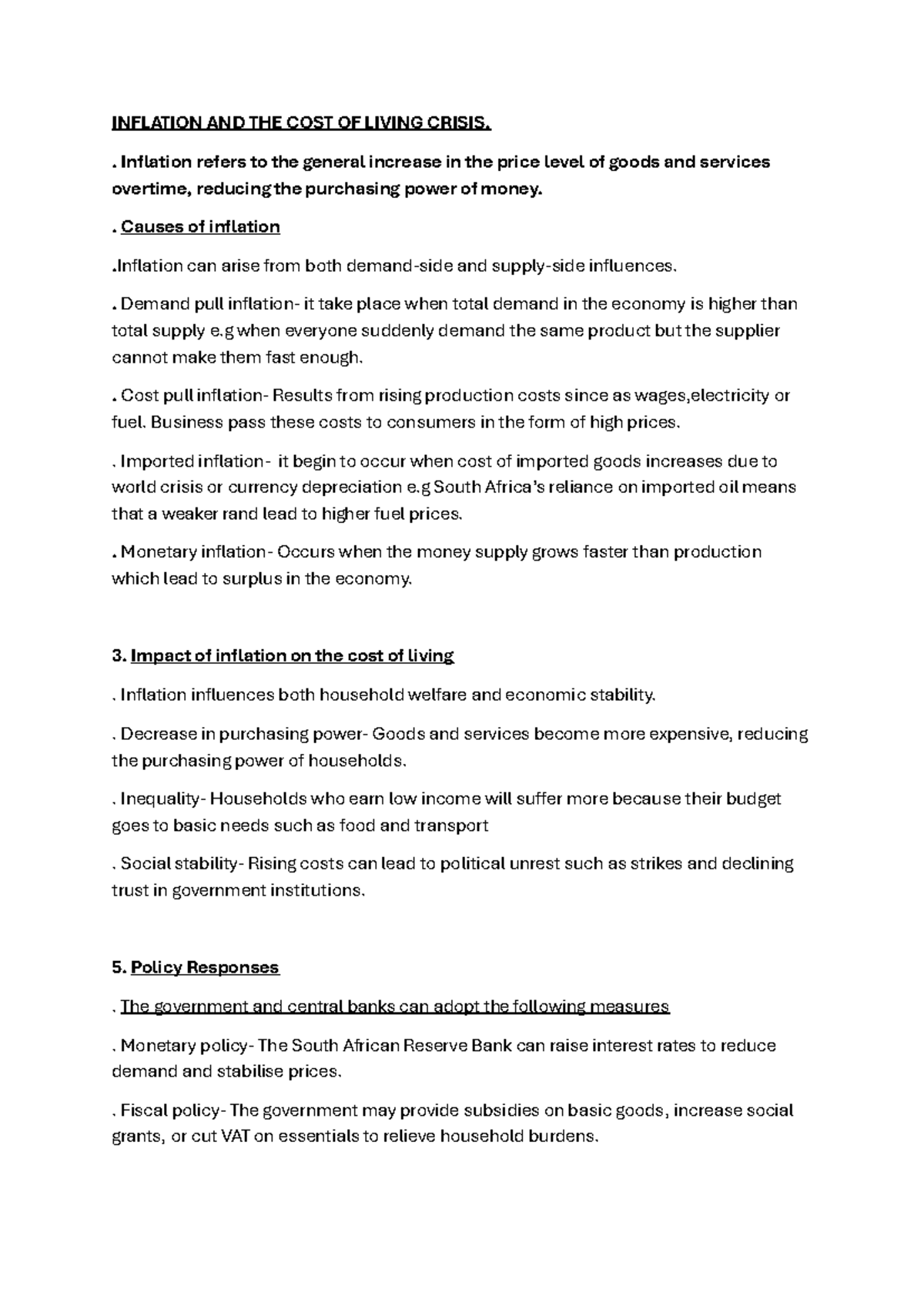 Inflation and Cost of Living Crisis: Causes, Impacts, and Policies ...