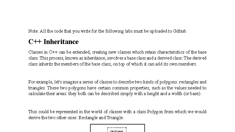 C++ Inheritance Concepts and Implementation - CS101 Lab Notes - Studocu
