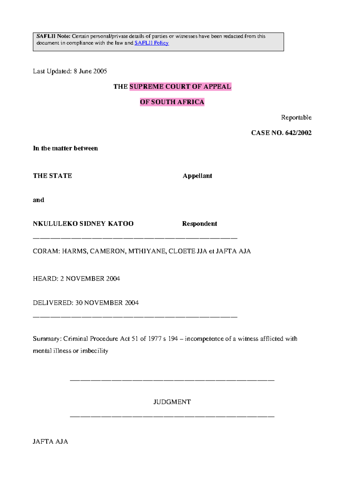 S v Katoo: Supreme Court of Appeal Case Analysis on Witness Competence ...