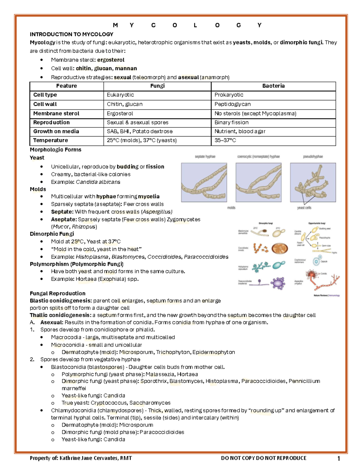 Mycology 101: Comprehensive Notes on Fungi and Their Pathogenesis - Studocu
