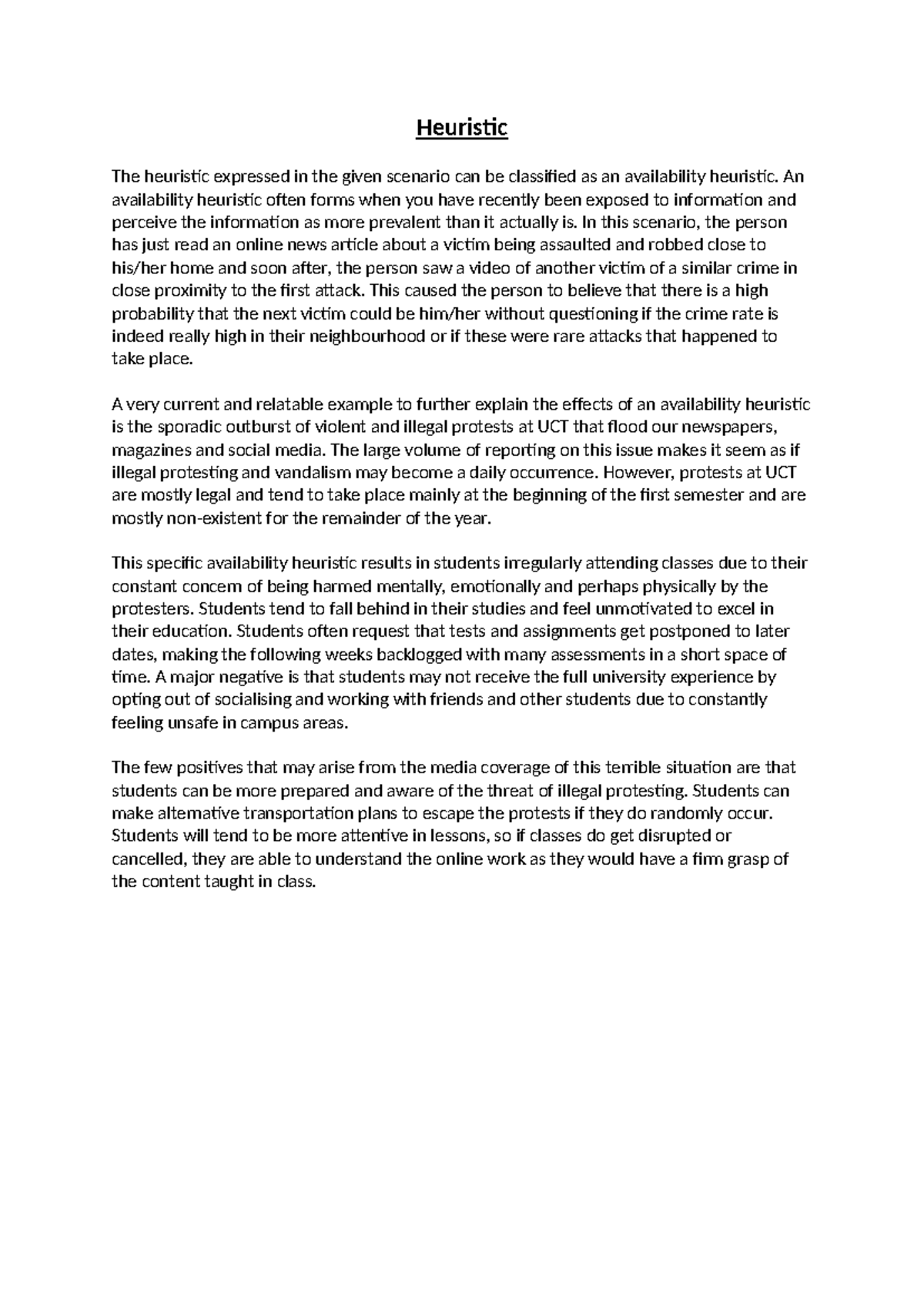 Heuristics - Heuristic The heuristic expressed in the given scenario ...