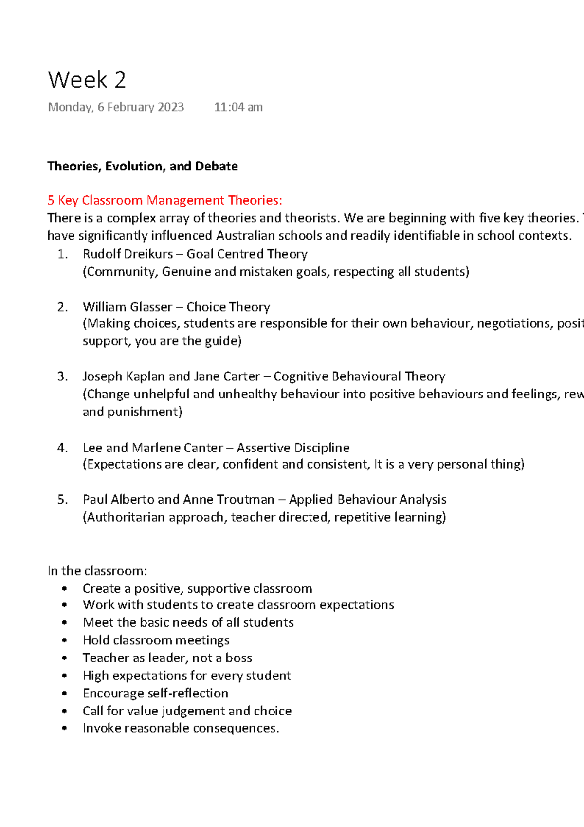 EDUC2181 - Week 2 - Lecture Notes - Theories, Evolution, and Debate 5 ...