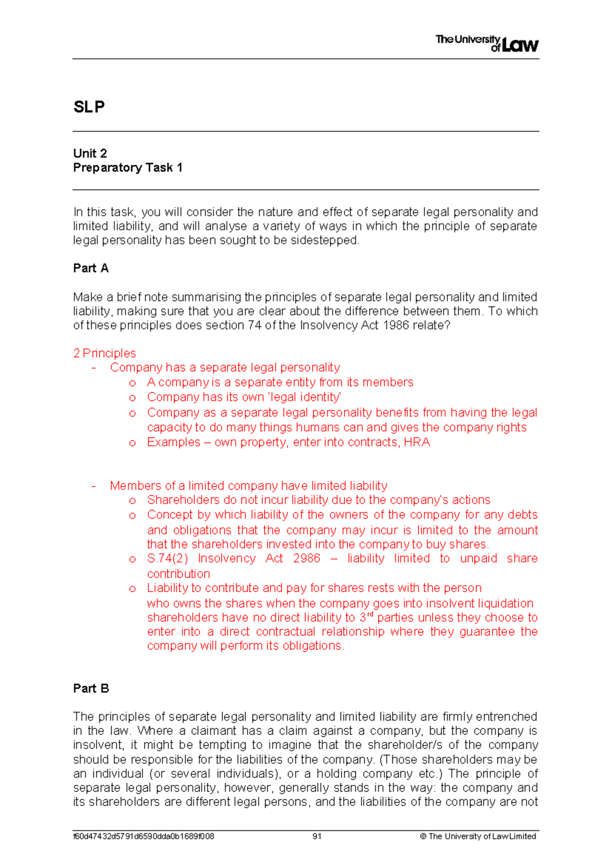 SLP - Guide & answers - LPC BLP Unit 2 - SLP Unit 2 Preparatory Task 1 ...