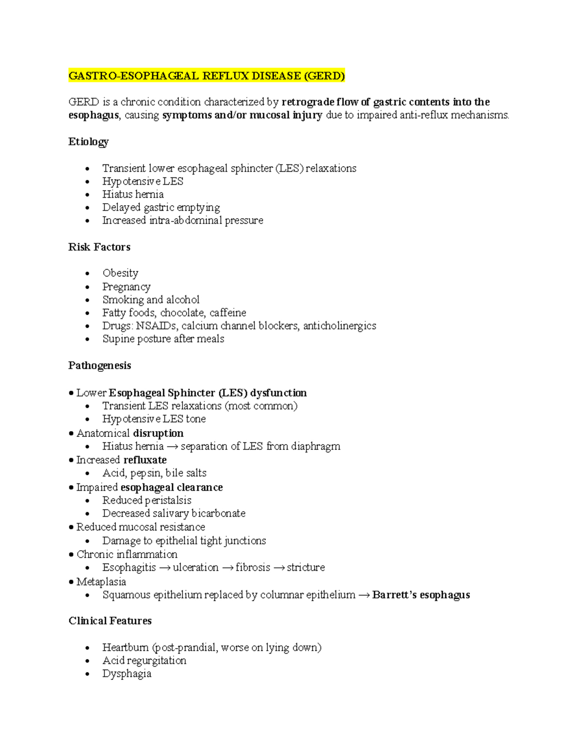 GI Gen Med - Lecture Notes on GERD, PUD, and Related Conditions - Studocu