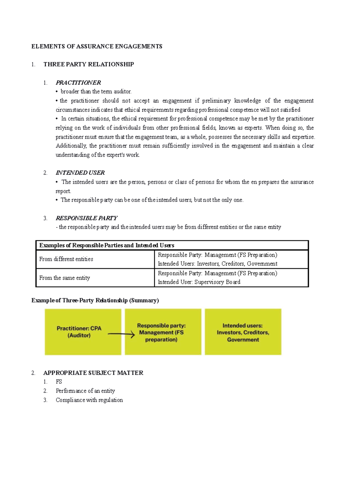 AUD- Lecture 1 - Elements of Assurance Engagements and Key Concepts ...