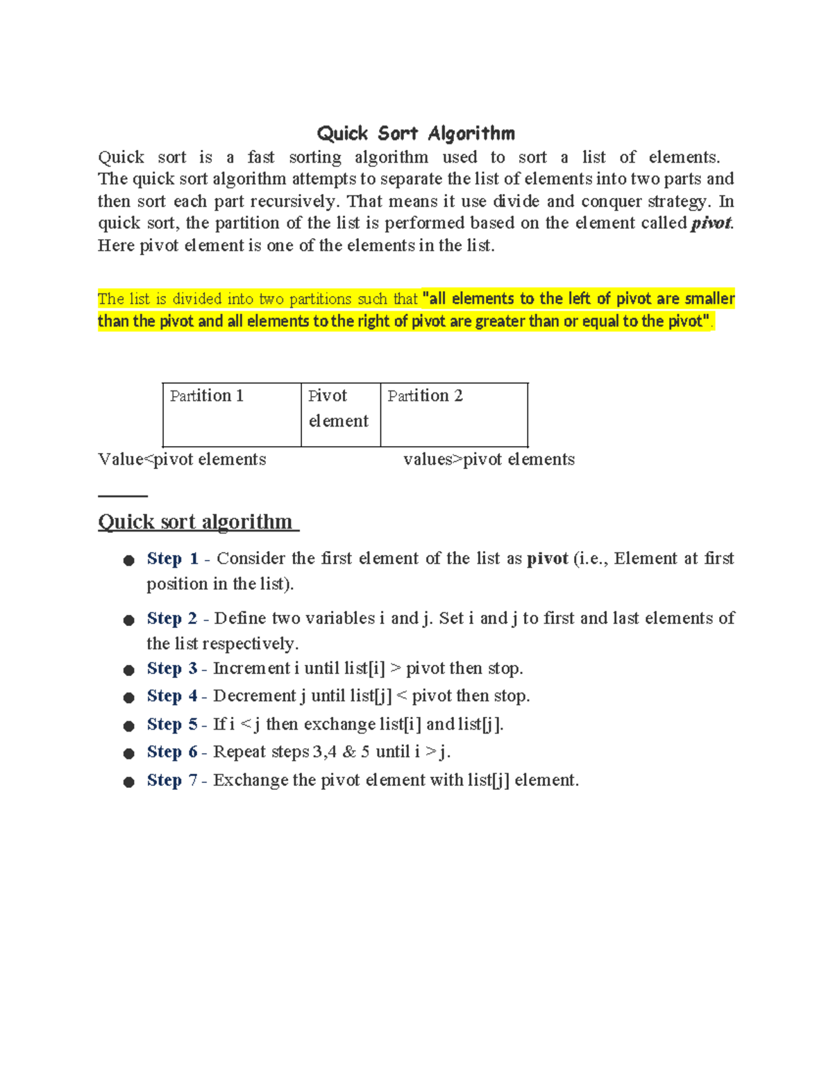 Unit 5 - Data Structures: Sorting Algorithms Overview - Studocu