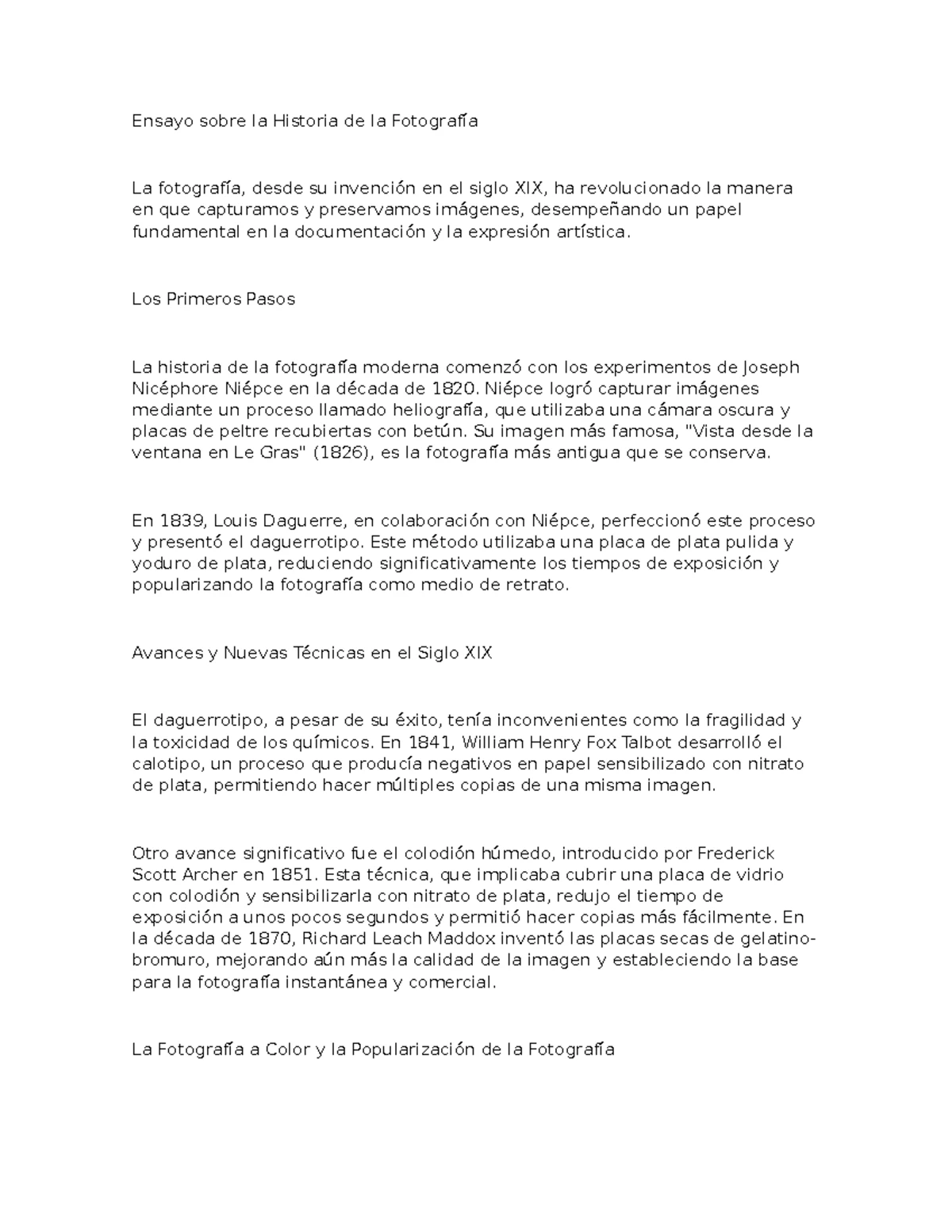 La evolución de la fotografía: del siglo XIX a la era digital - Studocu