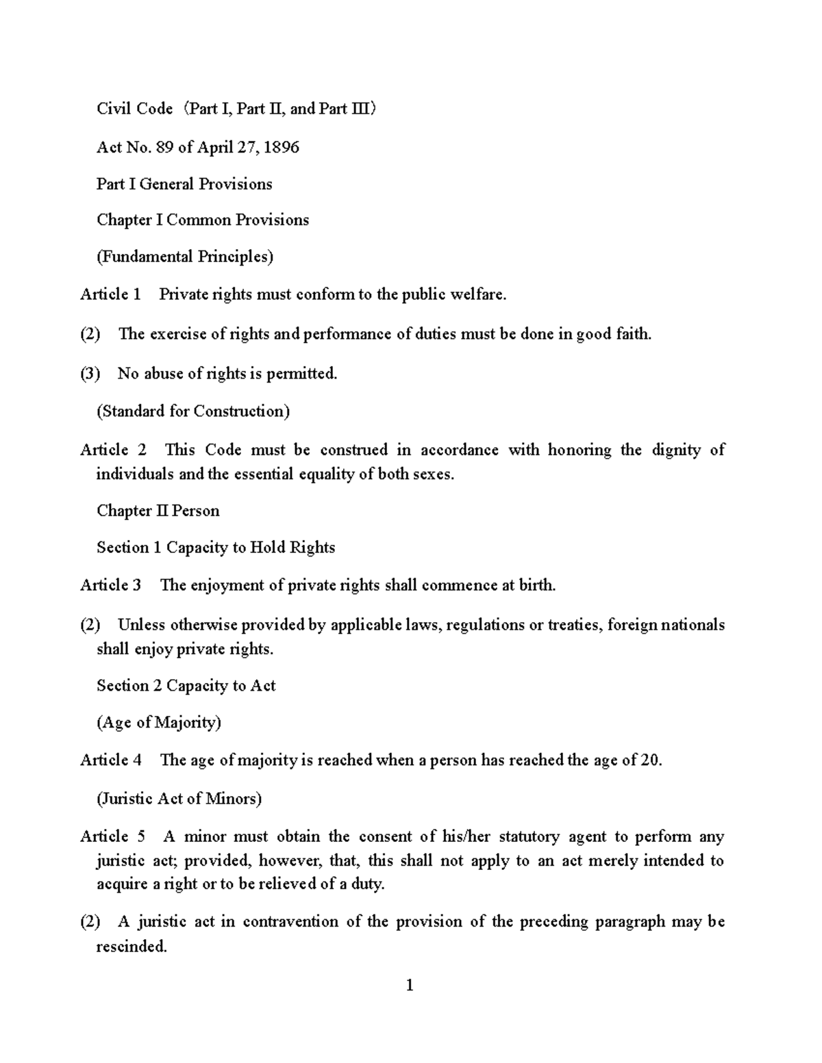 BLDS NHAT BAN Civil Code FULL - Civil Code（Part I, Part II, and Part ...