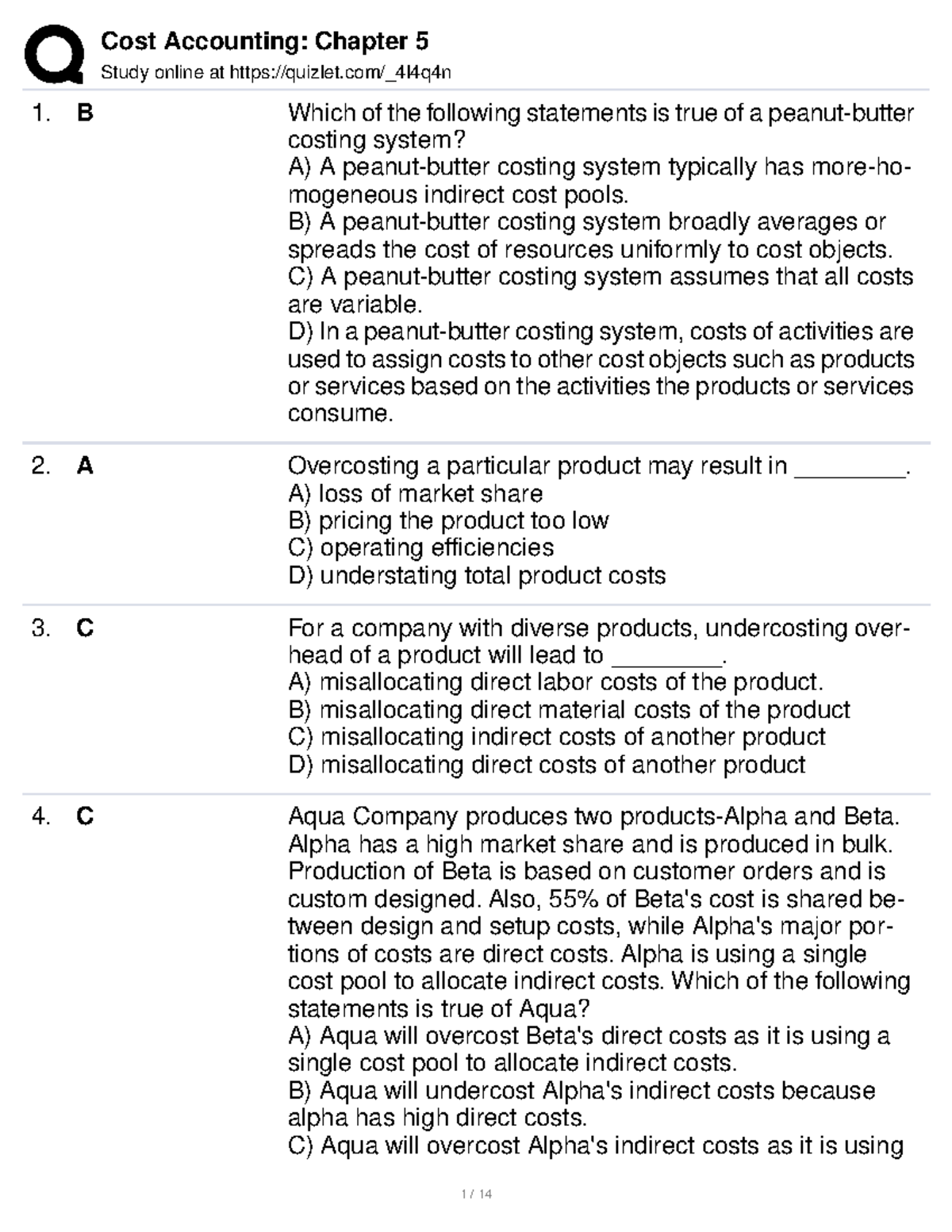 ACC 101 Final Exam Study Guide: Key Concepts in Costing Systems - Studocu