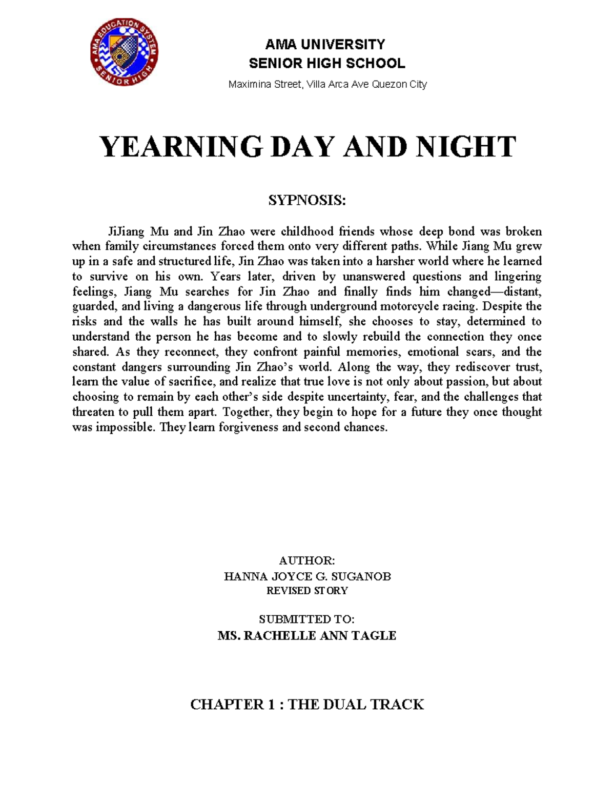 AMA UNIVERSITY SENIOR HIGH SCHOOL Chapter 1: Yearning Day and Night - A ...