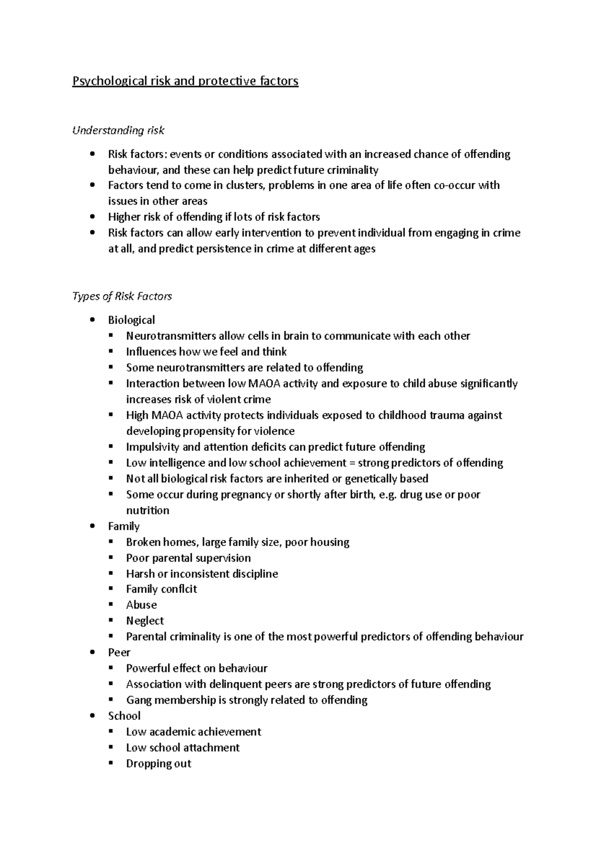 P. Psychological risk and protective factors - Psychological risk and ...