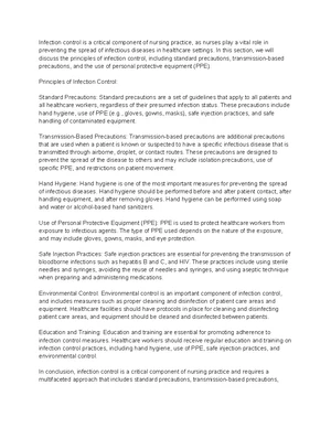 Infection Control - Study Notes & Assignments - Studocu