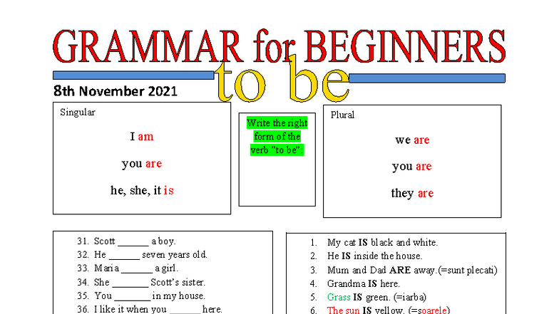 ENG 101: Singular and Plural Verb Forms Practice Exercises - Studocu