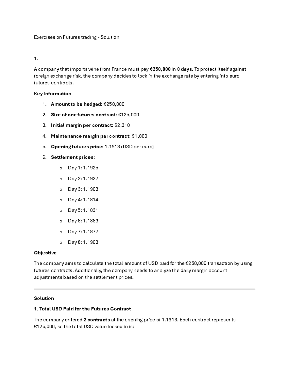 Futures Trading Exercises: Solutions & Margin Analysis - Studocu