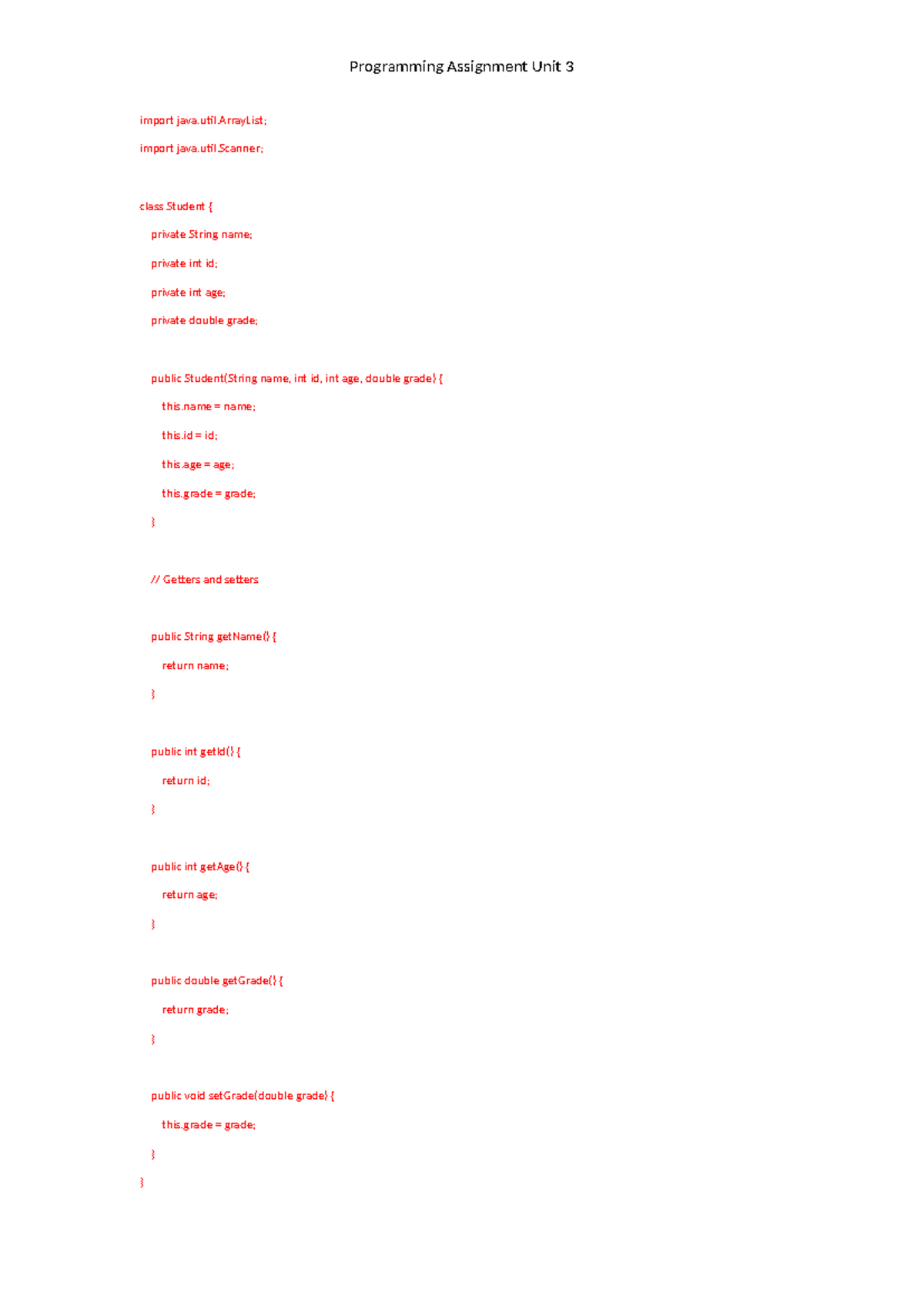 Programming Assignment Unit 3 - import java.util; import java.util ...