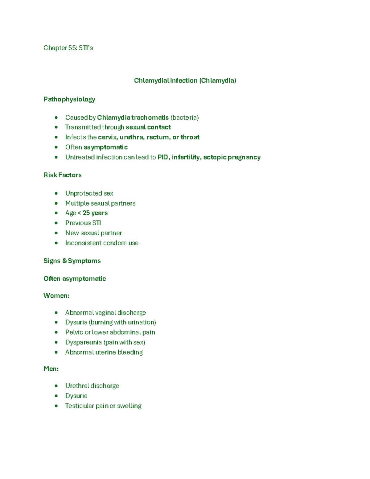 Chapter 55: Med Surge 1 - Chlamydial & STI Pathophysiology Overview ...