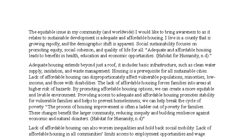 Discussion 6-1: Affordable Housing & Social Sustainability Impact - Studocu