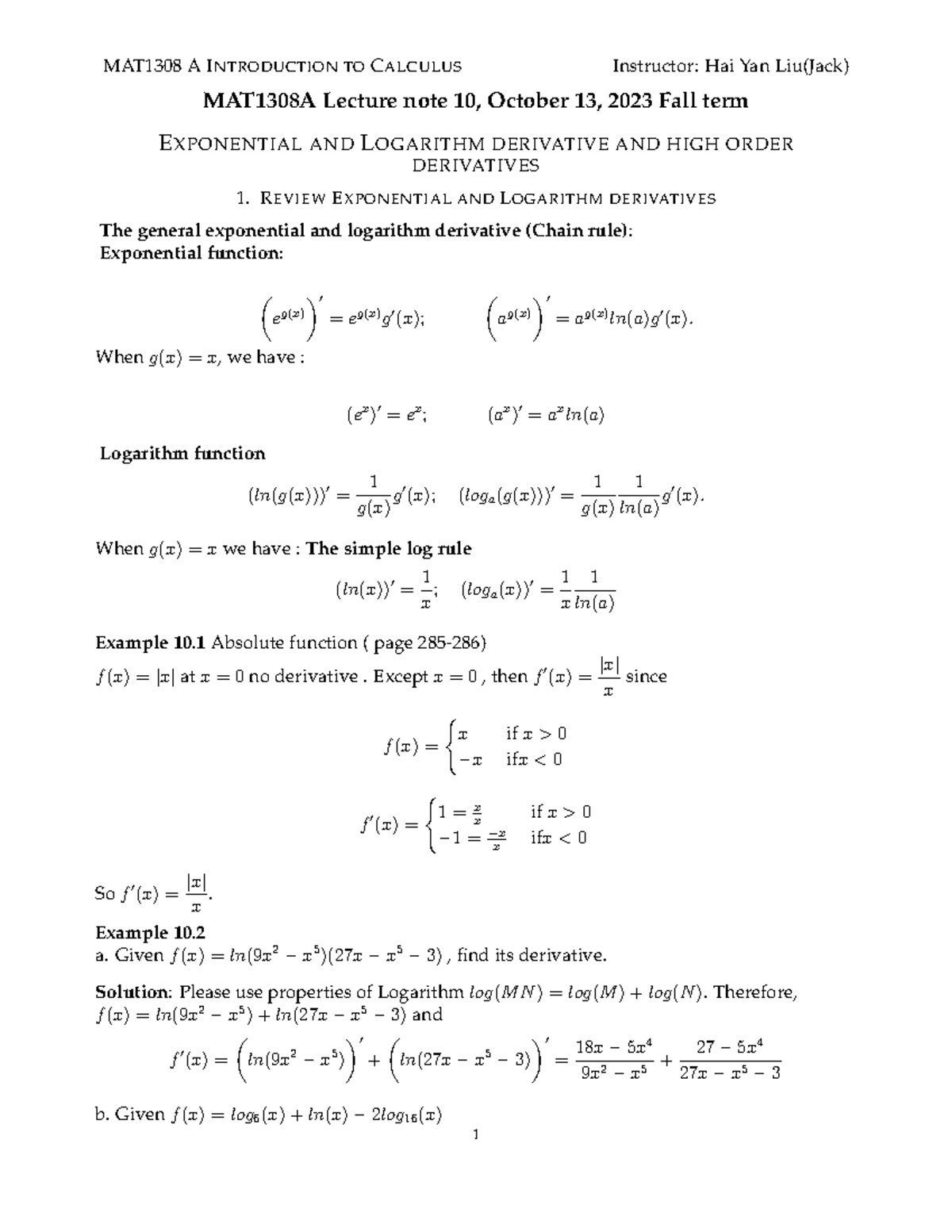MAT1308 lecturenotes 10related - MAT1308 A INTRODUCTION TO CALCULUS ...
