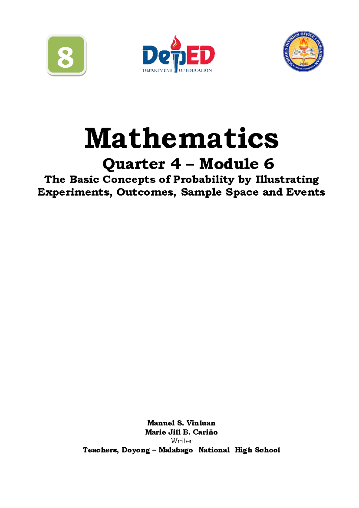 Math8 Q4 Mod 6: Intro to Basic Probability Concepts - Studocu