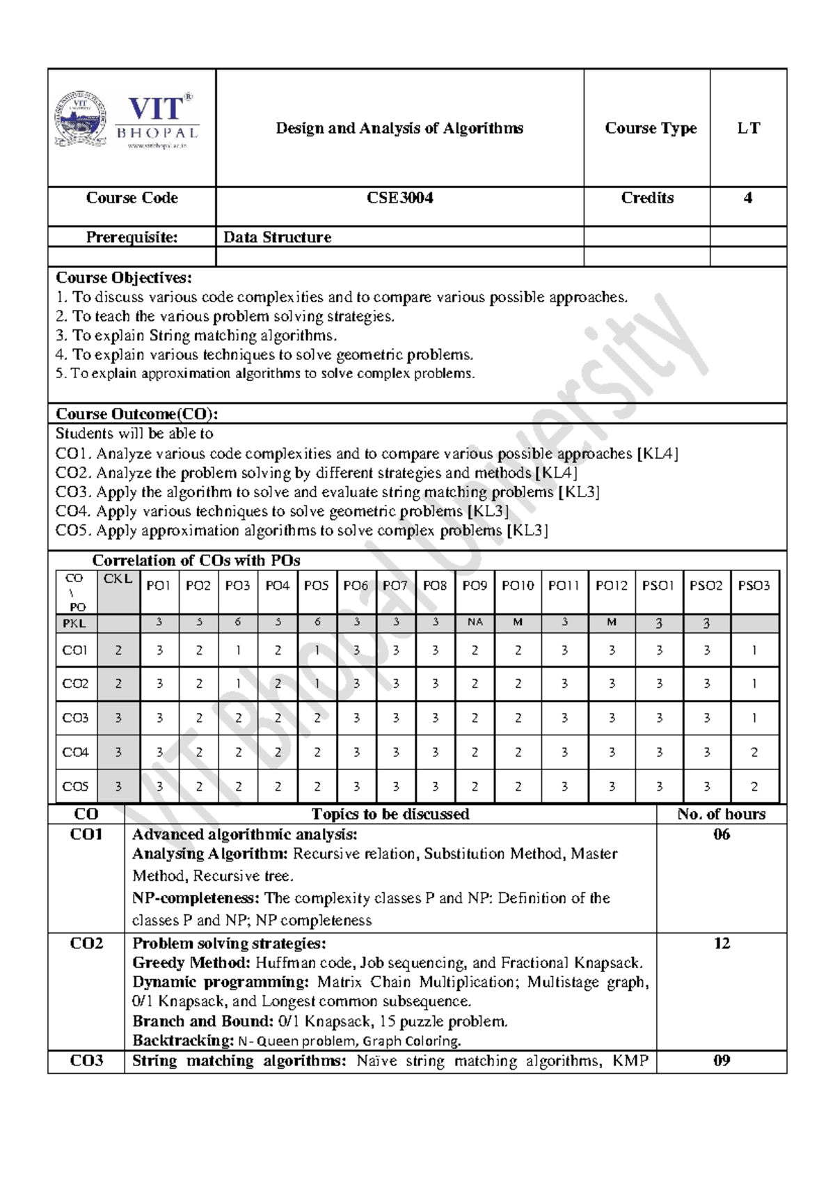 CSE3004 Final Exam Study Guide: Design & Analysis of Algorithms - Studocu