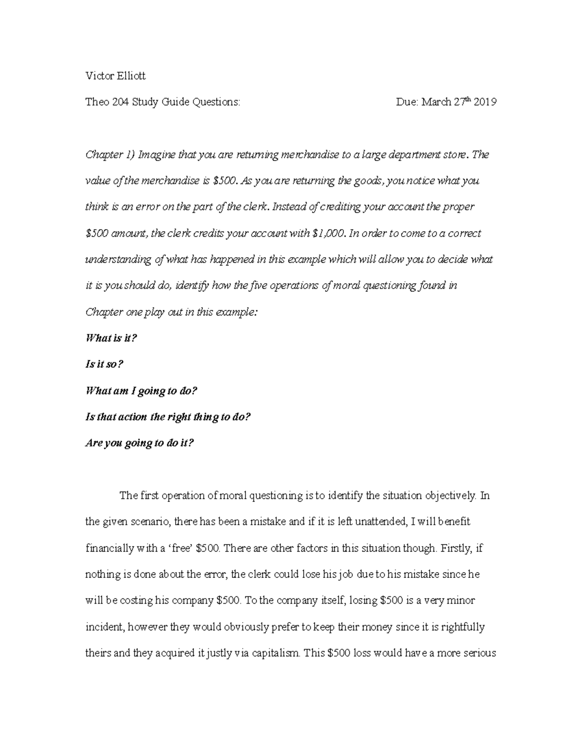 Theo 204 Study guide questions & answers - Victor Elliott