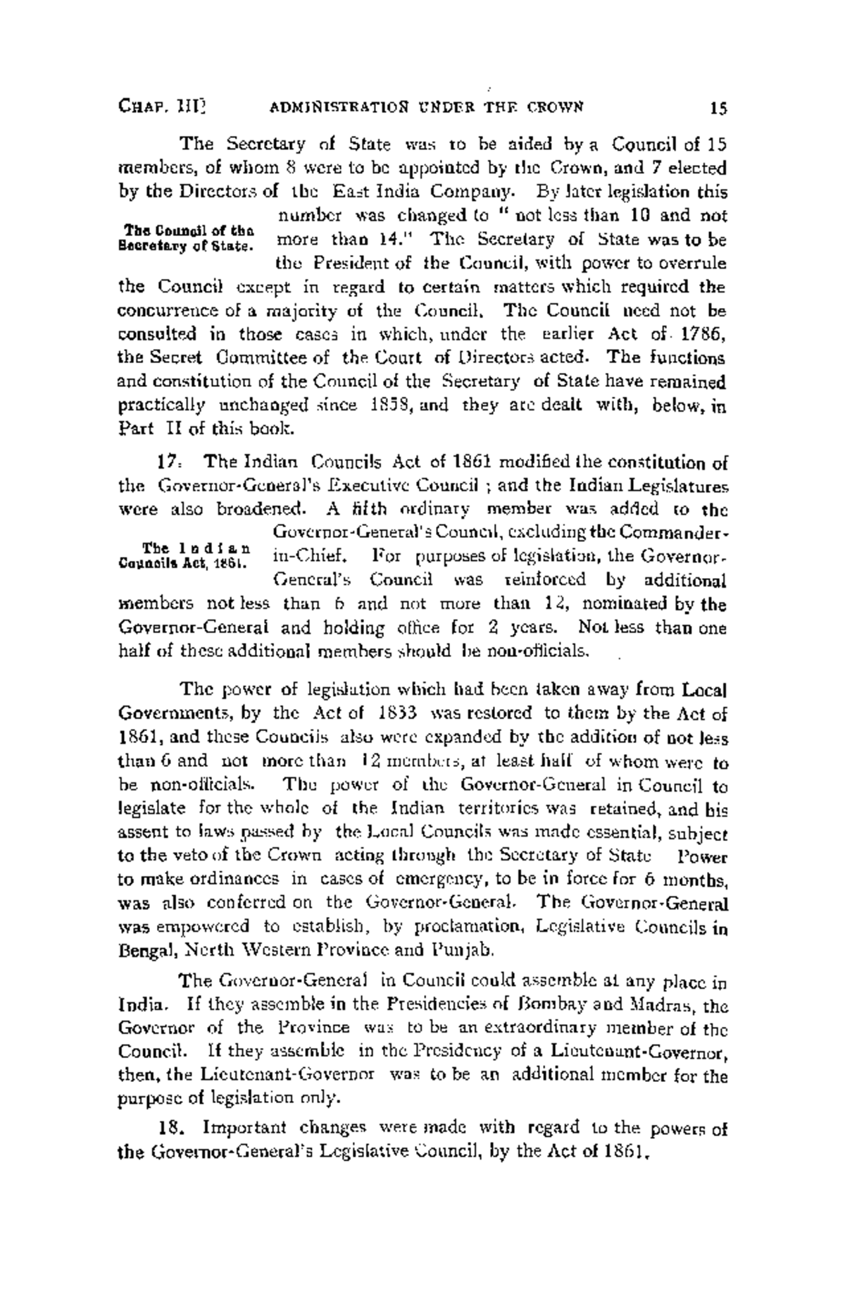 CHAP. 3: The Indian Councils Act of 1861 and Legislative Changes - Studocu
