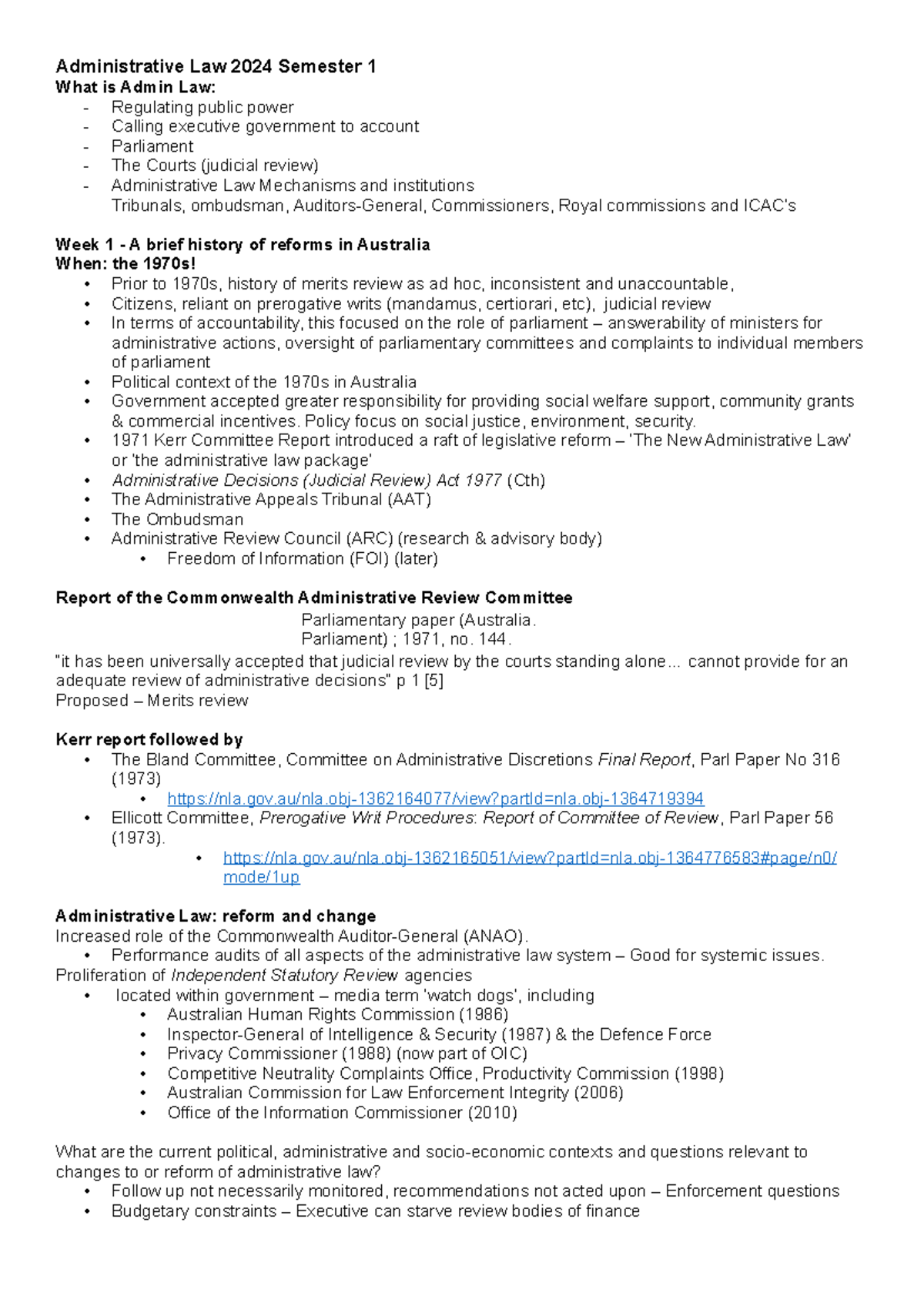 Administrative Law 2024: Overview of Key Concepts and Reforms - Studocu