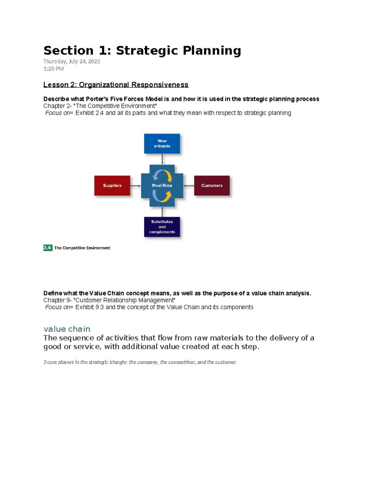 Strategic Planning: Lesson 2 - Organizational Responsiveness - Studocu