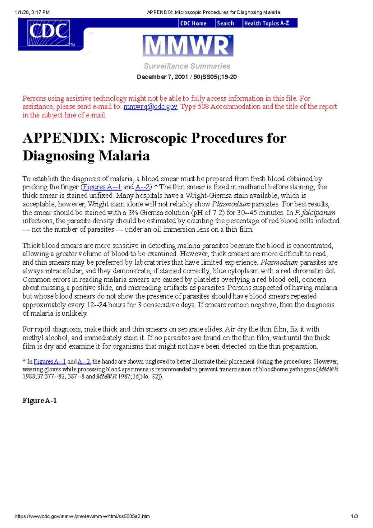 APPENDIX: Microscopic Procedures for Malaria Diagnosis - Studocu