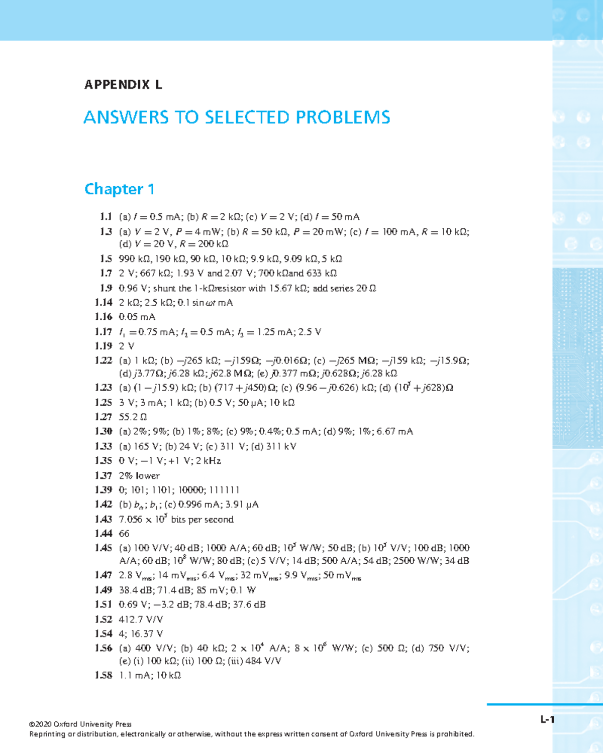 Sedra 8e App L - Apuntes 1 - APPENDIX L ANSWERS TO SELECTED PROBLEMS ...