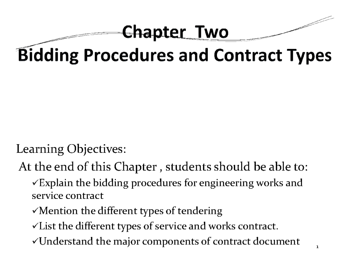 Chapter Two - Bidding procedures and contract type of construction ...