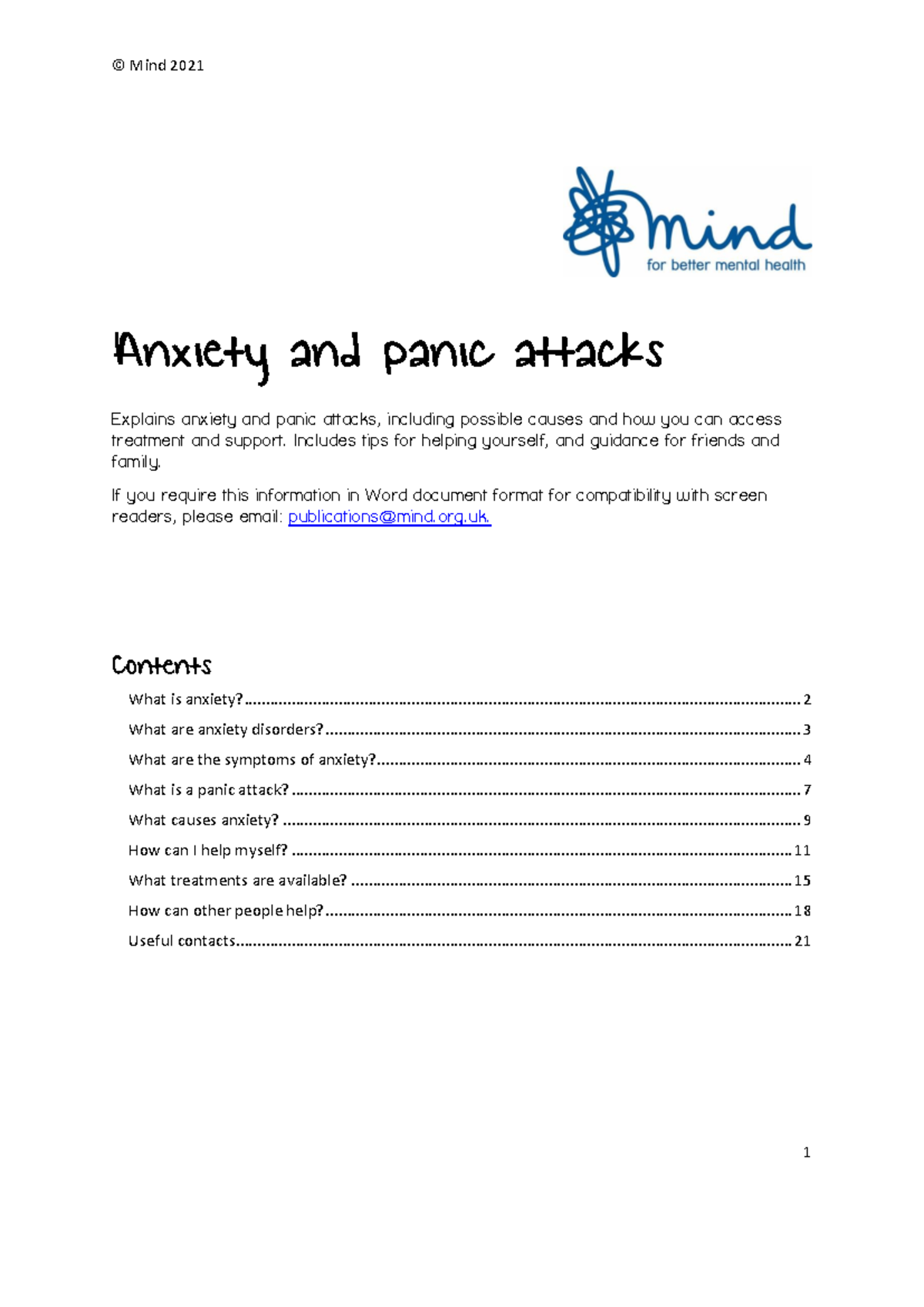 Anxiety and panic attacks 2021 pdf version - Anxiety and panic attacks ...