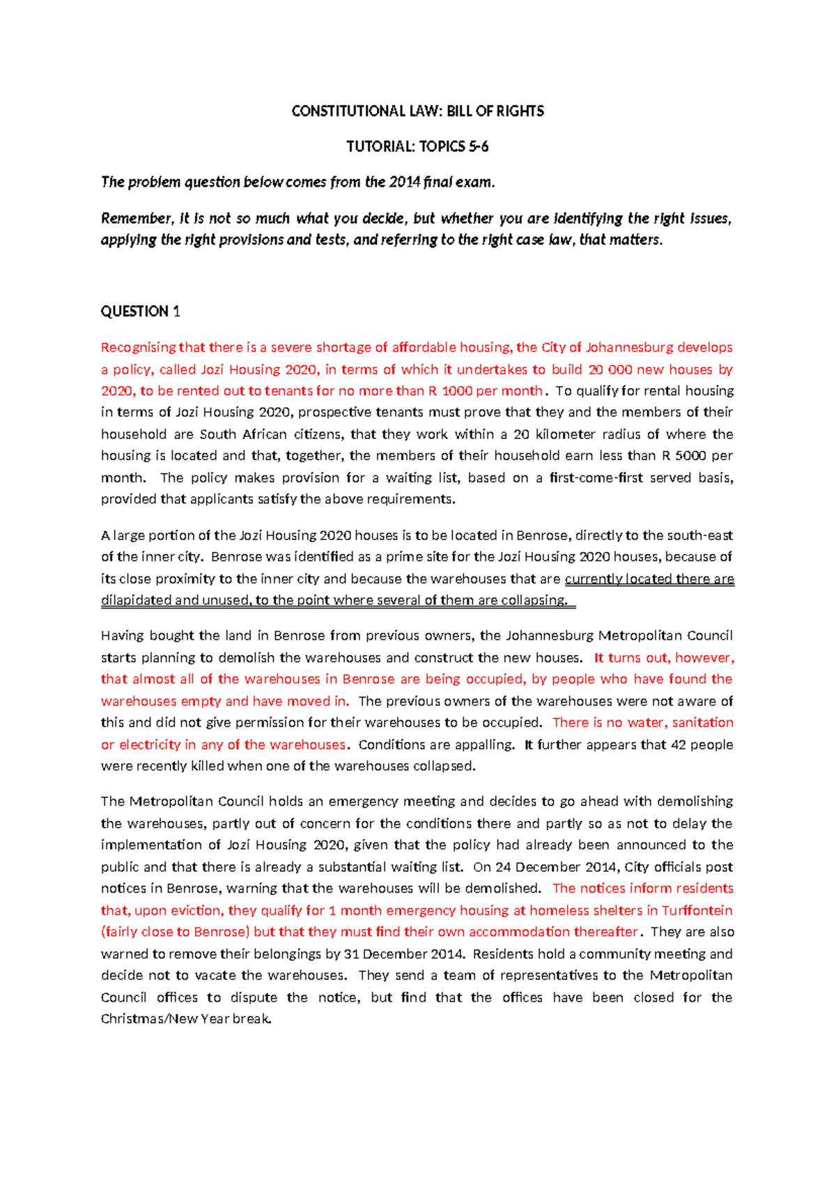 Constitutional Law: Bill of Rights – Tutorial Topics 5-6 Notes - Studocu