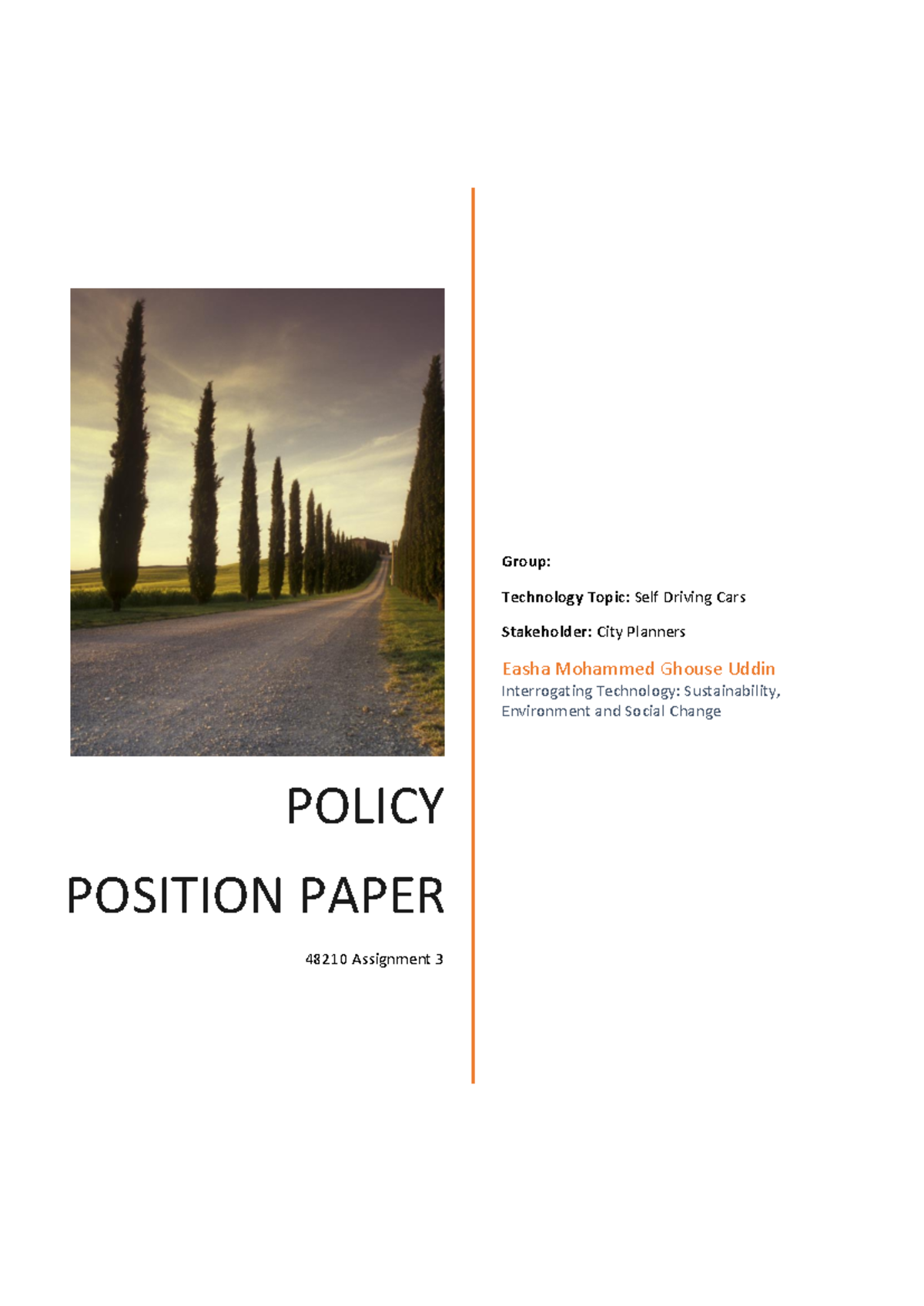 48210 Policy Position Paper on Autonomous Vehicles for Urban Planning ...