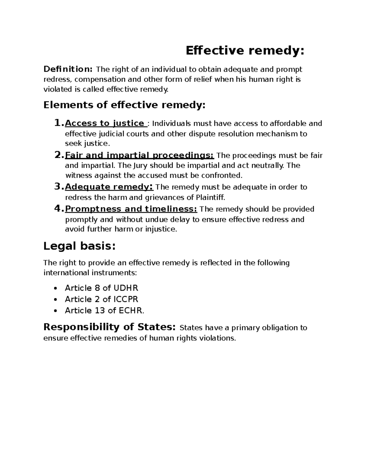 Effective Remedy: Understanding Human Rights Redress Mechanisms - Studocu