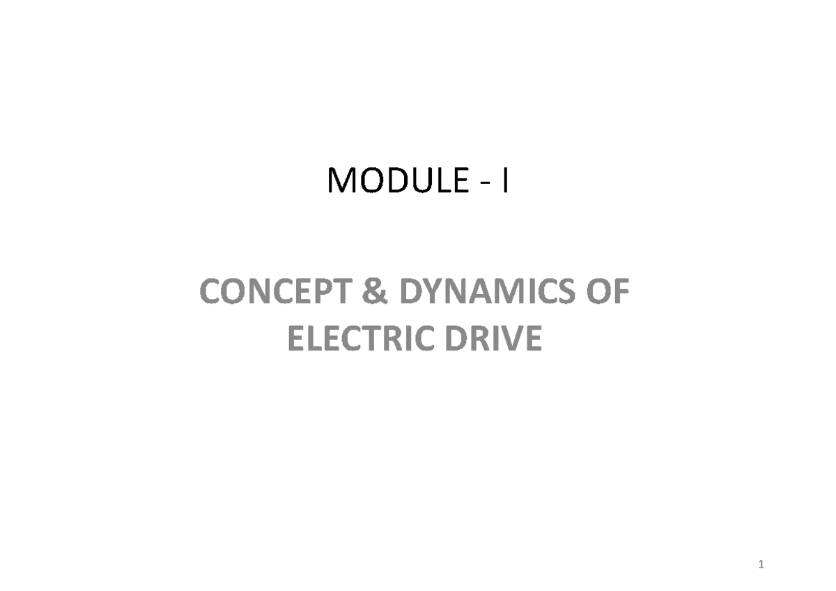 EET 413 ED-Module 1: Dynamics & Concepts of Electric Drives - Studocu