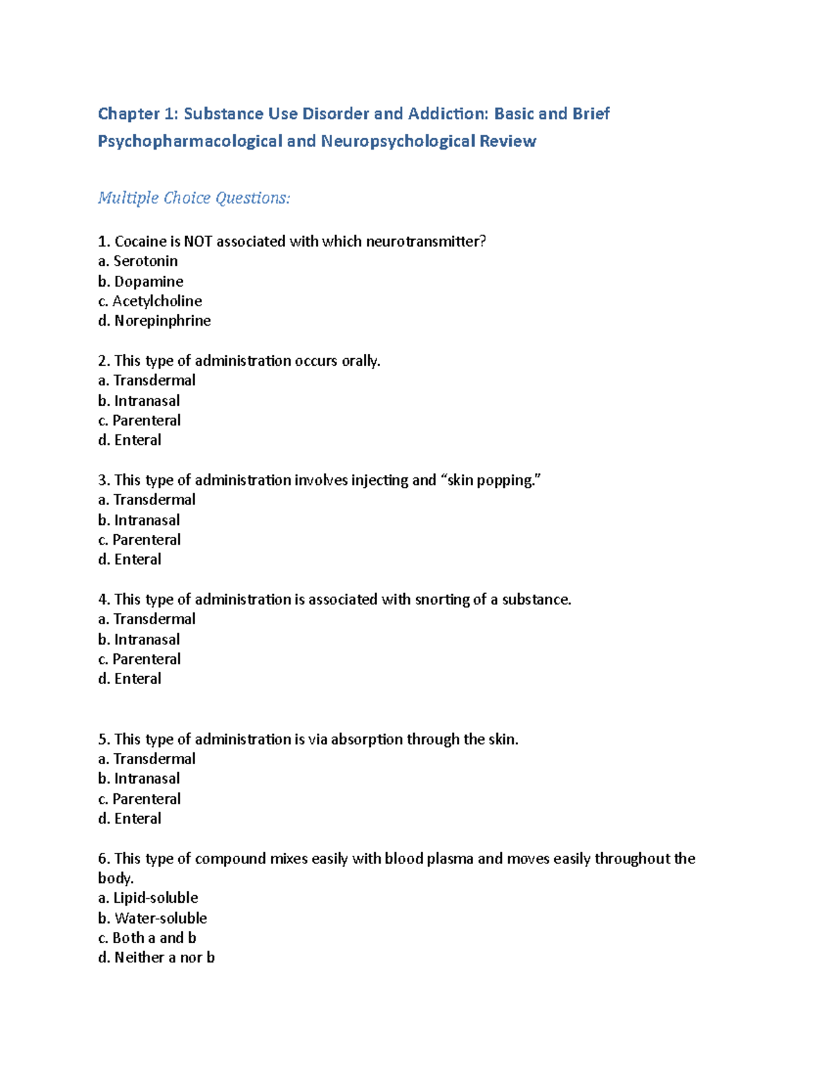Substance Use Disorder Study Guide: Chapters 1-4 Review - Studocu