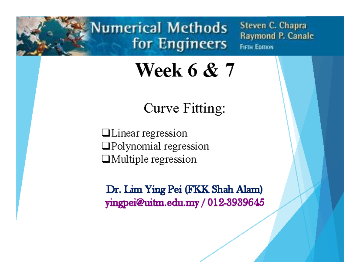 Week 6 & 7: Curve Fitting & Regression Techniques (FKK) - Studocu