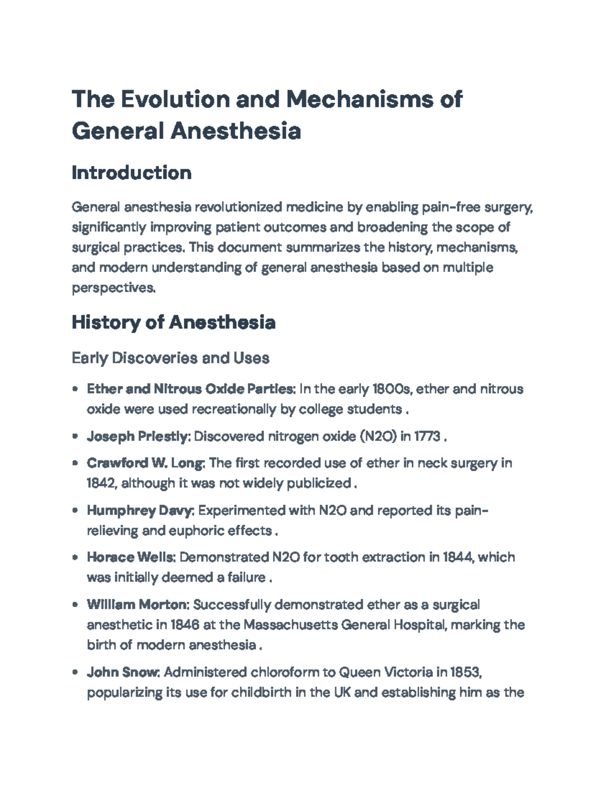 General Anesthesia: Evolution, Mechanisms, and Modern Applications ...