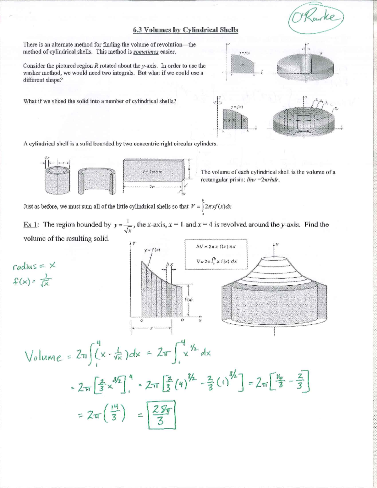 6.3 Cylindrical Shells: Volume Calculation Methods in Calculus - Studocu