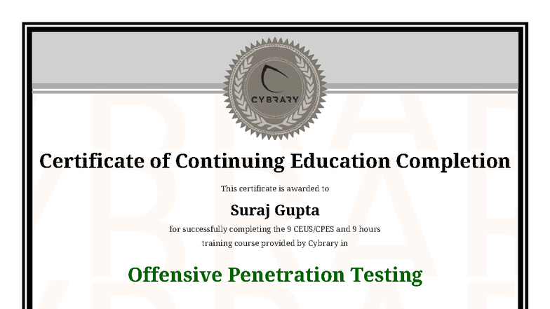 Offensive pentesting testing - cert - Certificate of Continuing ...