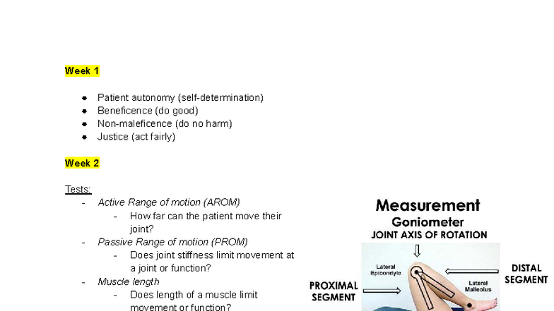 REHA1002 Week 1-7 Patient Autonomy & Mobility Assessment Notes - Studocu