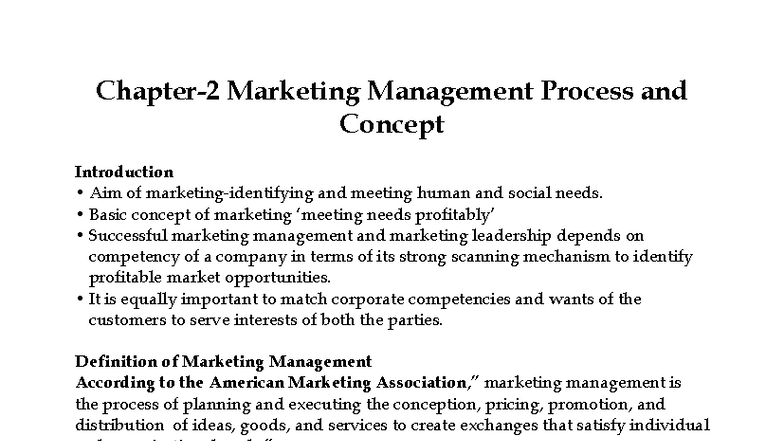 Ch 2 - the notes of chapter 2 of marketing management - Chapter-2 ...