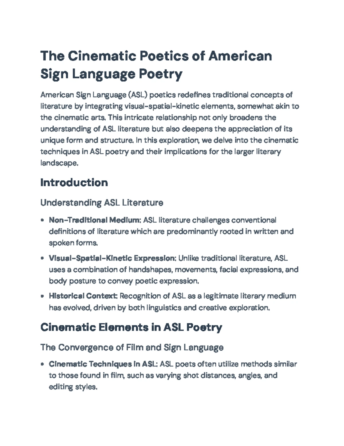 ASL Poetry Analysis: Clayton Valli's 