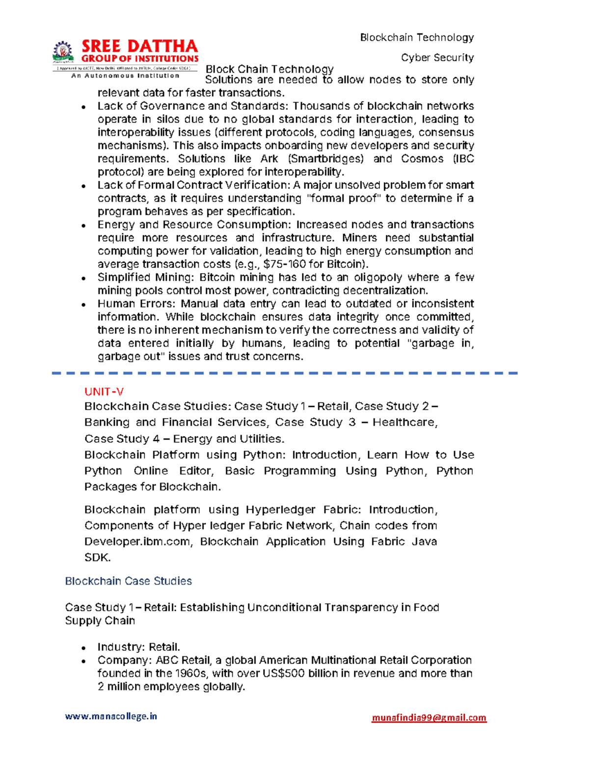 BCT-UNIT-5: Blockchain Technology Solutions and Case Studies - Studocu