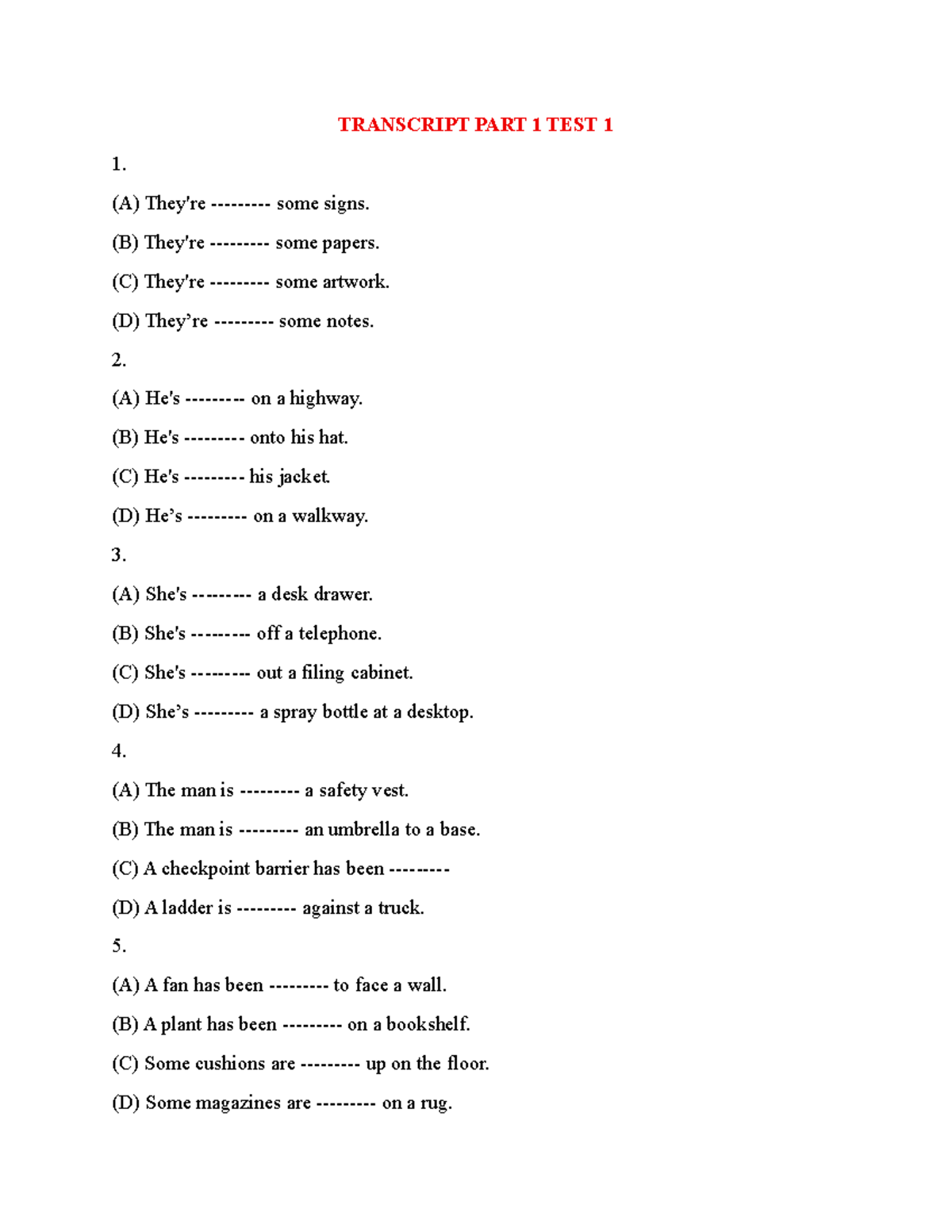Transcript PART 1 - Test Questions and Answers - Studocu