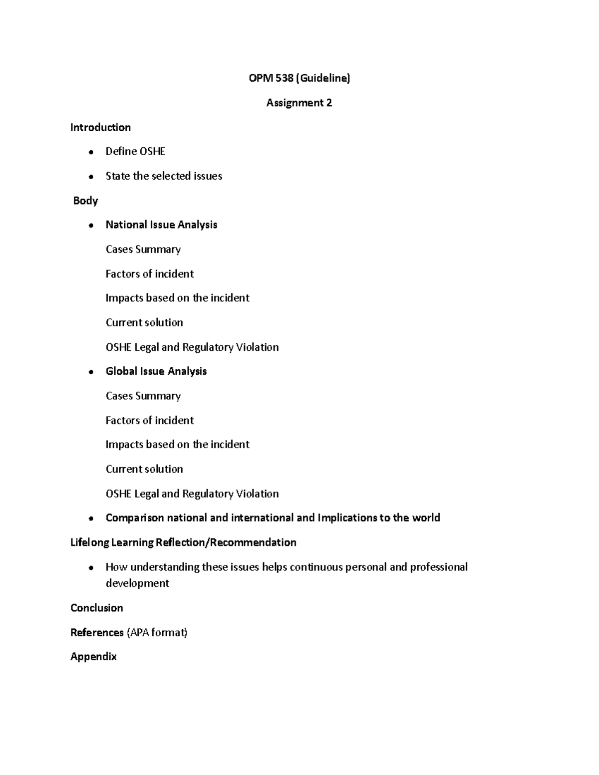 OPM 538 - Guideline Assignment 2 - OPM 538 (Guideline) Assignment 2 ...