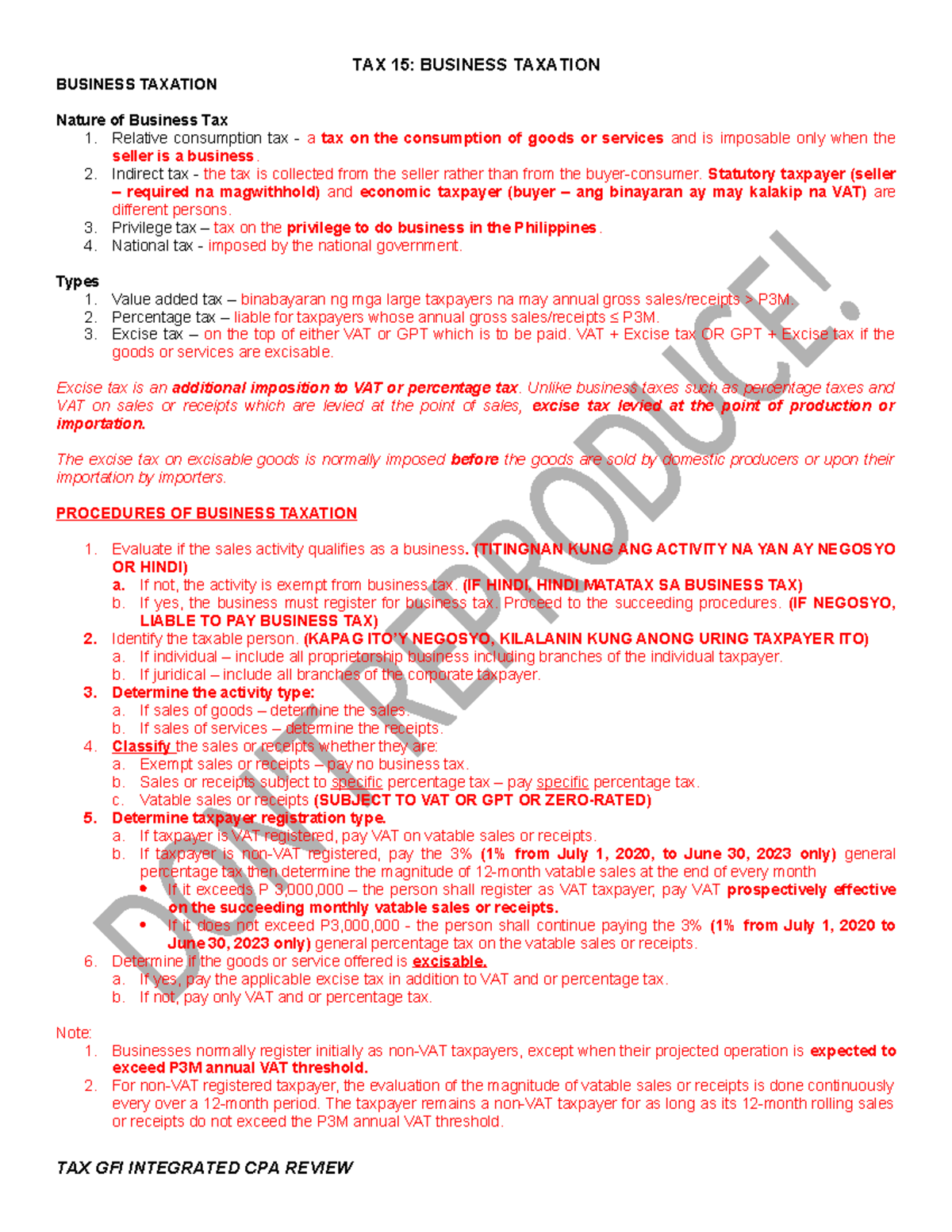 TAX 15: BUSINESS TAXATION - Comprehensive Guide to Business Taxation ...