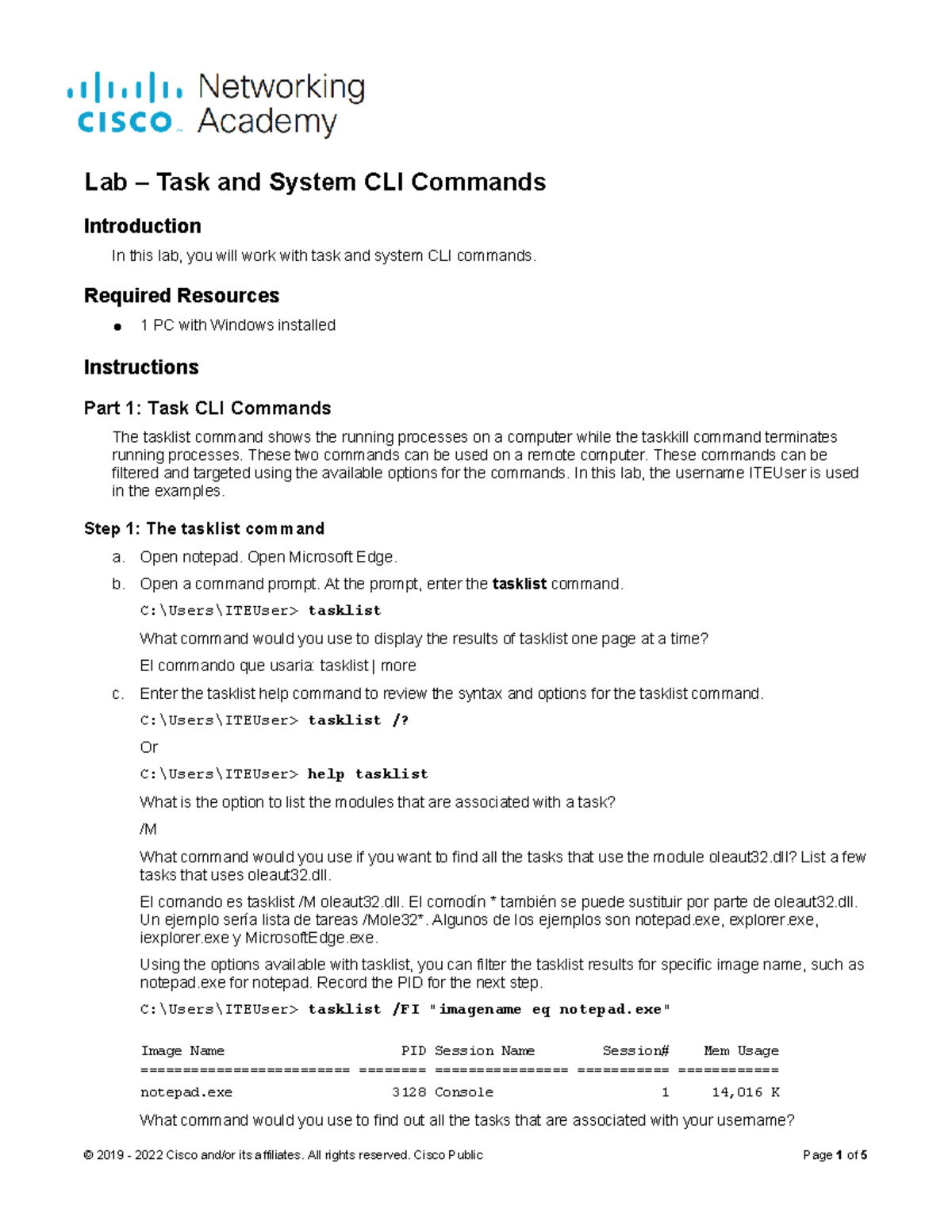 11.4.4.2 Lab - Exploring CLI Commands for System Tasks - Studocu